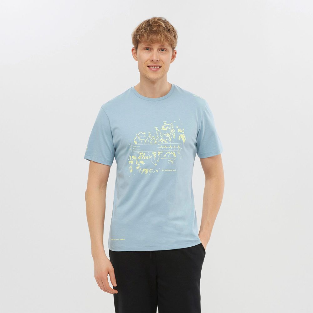 Salomon Israel OUTLIFE GRAPHIC SALOMONOTONE SS M - Mens T shirts - Ashley Blue (UGXW-40862)